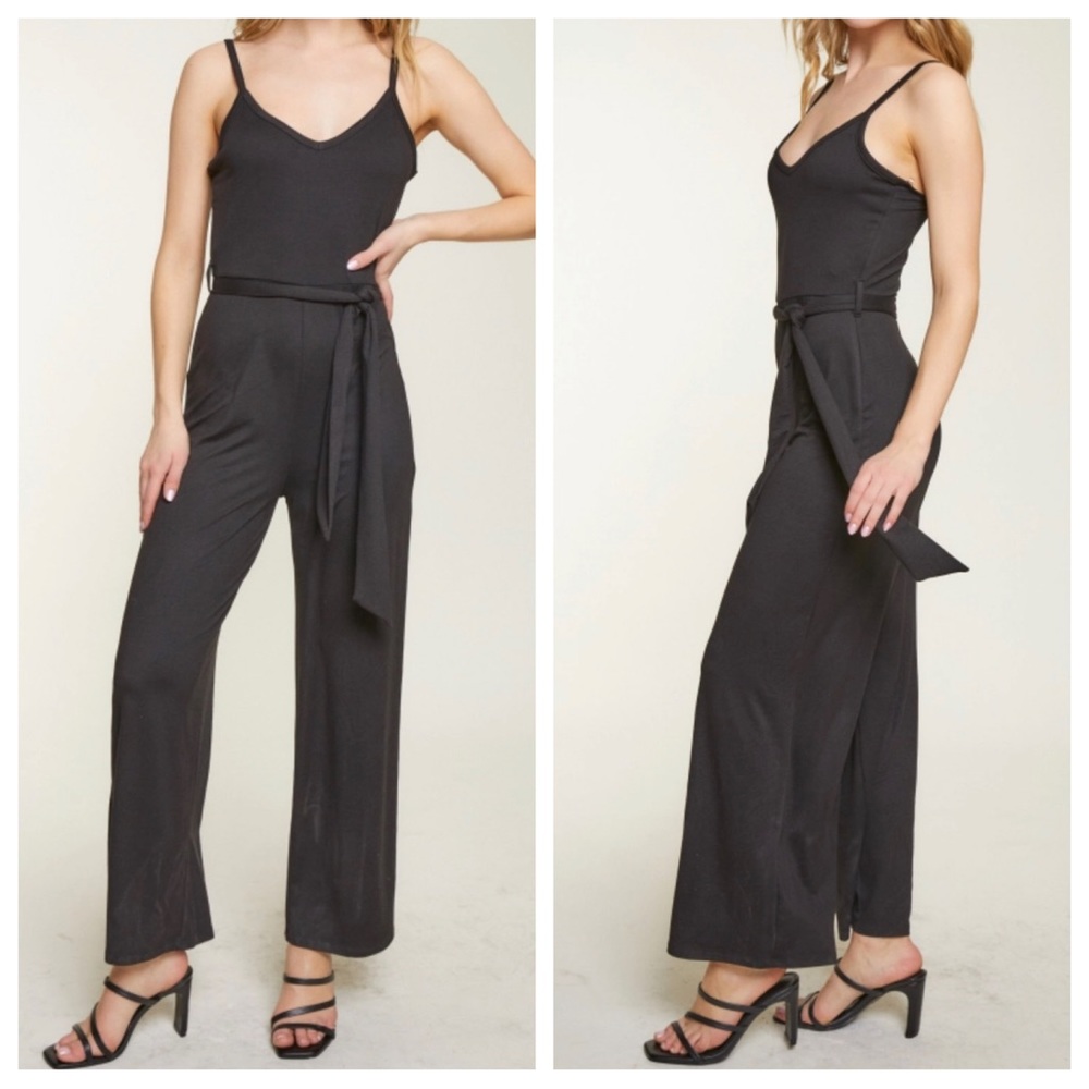 04 Boho Spaghetti-Strap Wide Leg Bow-Effect Jumpsuit